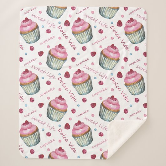 Couverture Sherpa Watercolor cupcakes (Devant)