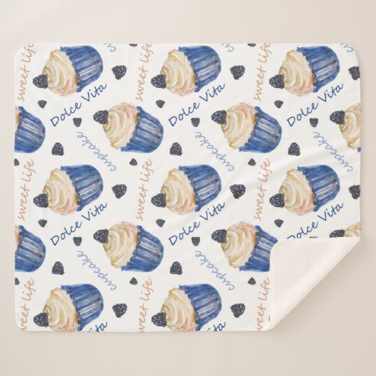 Couverture Sherpa Watercolor cupcakes (Devant (Horizontal))