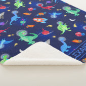Couverture Sherpa Watercolor Dinosaur Astronauts In Space Blue (3/4)