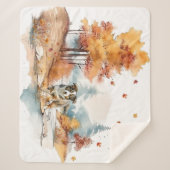 Couverture Sherpa Watercolor Fall Dog Design - Australian Shepherd (Devant)