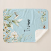 Couverture Sherpa Watercolor Floral Drop, poussette bébé garçon (Devant (Horizontal))