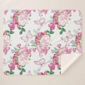 Couverture Sherpa watercolor peony,watercolor butterfly (Devant (Horizontal))