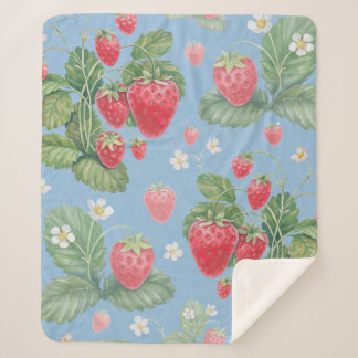 Couverture Sherpa Watercolor strawberry pattern