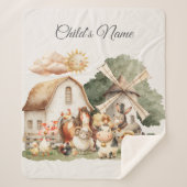 Couverture Sherpa Watercolor Whimsical Farm Animals (Devant)