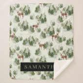 Couverture Sherpa Watercolor Winter Forest Motif sans joint (Devant)