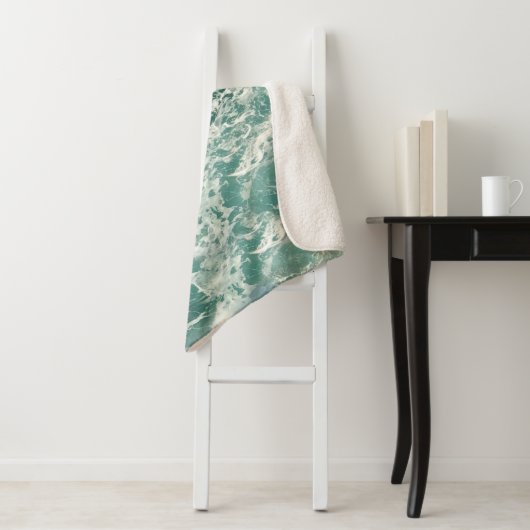 Couverture Sherpa Waves Blue Green (En situation)