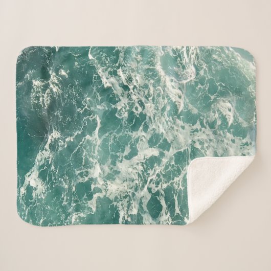 Couverture Sherpa Waves Blue Green (Devant (Horizontal))