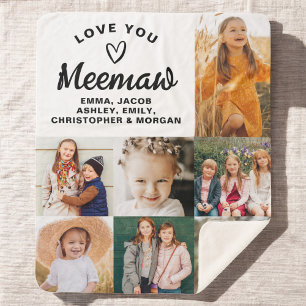 Couverture Sherpa We Love You Meemaw Family Modern Photo Collage