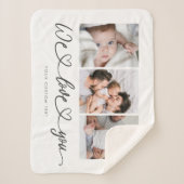 Couverture Sherpa We Love You Modern Heart Script Photo Collage (Devant)