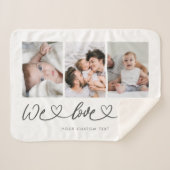 Couverture Sherpa We Love You Modern Heart Script Photo Collage (Devant (Horizontal))