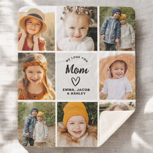 Couverture Sherpa We Love You Mom Family Modern Photo Collage