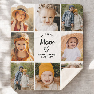 Couverture Sherpa We Love You Mom Family Modern Photo Collage