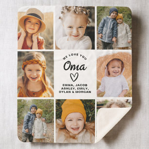 Couverture Sherpa We Love You Oma Family Modern Photo Collage