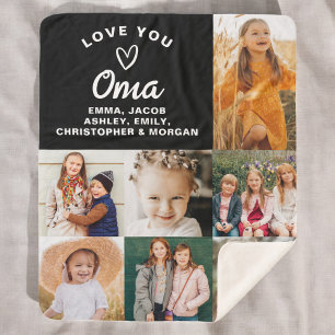 Couverture Sherpa We Love You Oma Family Modern Photo Collage