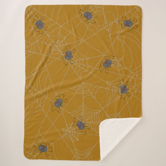 Couverture Sherpa Web et citrouilles d'araignées d'Halloween (Devant)