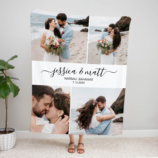 Couverture Sherpa Wedding or Anniversary Photo Sherpa Blanket