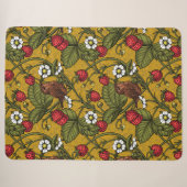 Couverture Sherpa Wens et fraises sur mustrard (Devant (Horizontal))