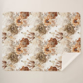 Couverture Sherpa Western Brown Cream Floral sud-ouest (Devant (Horizontal))