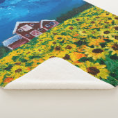 Couverture Sherpa western country red barn summer sunflower field (3/4)