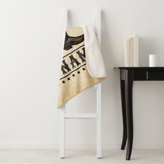 Couverture Sherpa Western Cowboy Boots AJOUTER LE NOM Sheriff Spurs  (En situation)