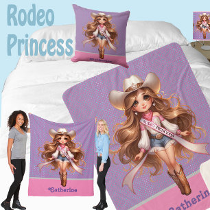 Couverture Sherpa Western Cowgirl Rodeo Princess 1 Personnalisé