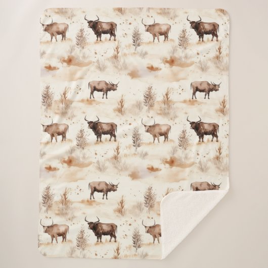 Couverture Sherpa Western Southwest Animal Highland Cow (Devant)