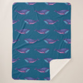 Couverture Sherpa Whimsical Blue and Purple Whale Motif Océan (Devant)