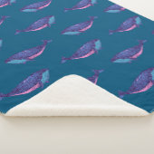 Couverture Sherpa Whimsical Blue and Purple Whale Motif Océan (3/4)