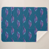 Couverture Sherpa Whimsical Blue and Purple Whale Motif Océan (Devant (Horizontal))