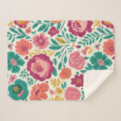 Couverture Sherpa Whimsical Bold Blooms Retro Floral Pattern (Devant (Horizontal))