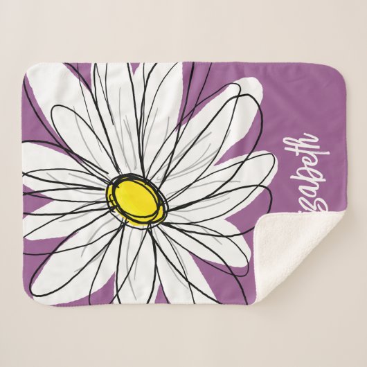 Couverture Sherpa Whimsical Daisy - orchidée - nom de script tendanc (Devant (Horizontal))