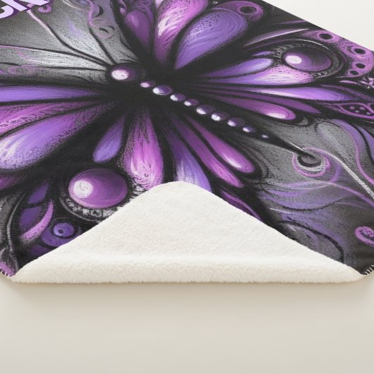 Couverture Sherpa Whimsical Gothic Butterfly Purple Personalized (3/4)