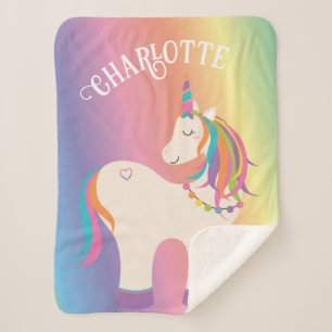 Couverture Sherpa Whimsical Magic Rainbow Unicorn Personnalisé