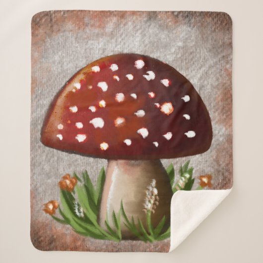 Couverture Sherpa Whimsical Mushroom & Fungi Motif – Nature-Inspired (Devant)