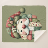 Couverture Sherpa Whimsical Patchwork Santa Folk Christmas (Devant (Horizontal))