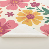 Couverture Sherpa Whimsical Pink Bloom & Hearts Retro Pattern (3/4)