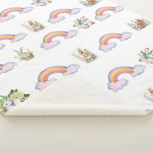 Couverture Sherpa Whimsical rabbit and rainbow Sherpa Blanket (3/4)