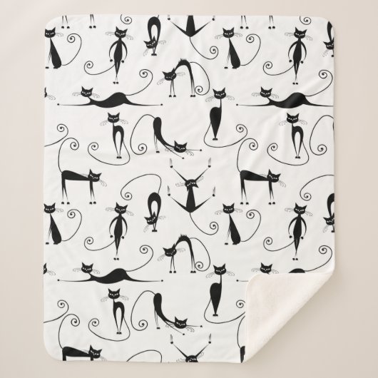 Couverture Sherpa Whimsical Skinny Motif de chat noir (Devant)