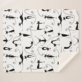 Couverture Sherpa Whimsical Skinny Motif de chat noir (Devant (Horizontal))