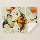 Couverture Sherpa whimsical/sorcière/citrouille/chute (Devant (Horizontal))