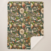 Couverture Sherpa Whispering Woods : Motif de champignons sans soudu (Devant)