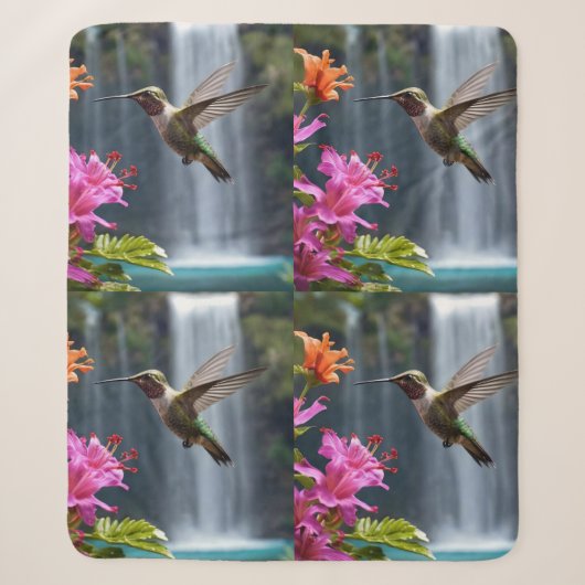 Couverture Sherpa "Whispers of Nature : Hummingbird, Cascade (Devant)
