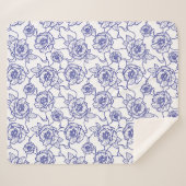 Couverture Sherpa Whispers of Rose, Elegant Line Art Floral (Devant (Horizontal))