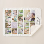 Couverture Sherpa White 16 Photo Collage Monogramme Nom Calligraphie (Devant (Horizontal))