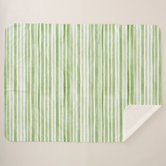 Couverture Sherpa White Green Stripes (Devant (Horizontal))