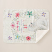 Couverture Sherpa White Kitty Chat bébé fille Statistiques Aquarelle (Devant (Horizontal))