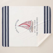 Couverture Sherpa White Navy Blue Red Life est meilleur au lac (Devant (Horizontal))