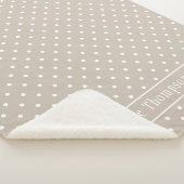 Couverture Sherpa White On Beige Polka Dots Pattern With Custom Name (3/4)