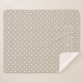 Couverture Sherpa White On Beige Polka Dots Pattern With Custom Name (Devant (Horizontal))