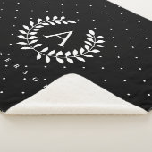 Couverture Sherpa White On Black Laurel Monogram Polka Dot Pattern (3/4)